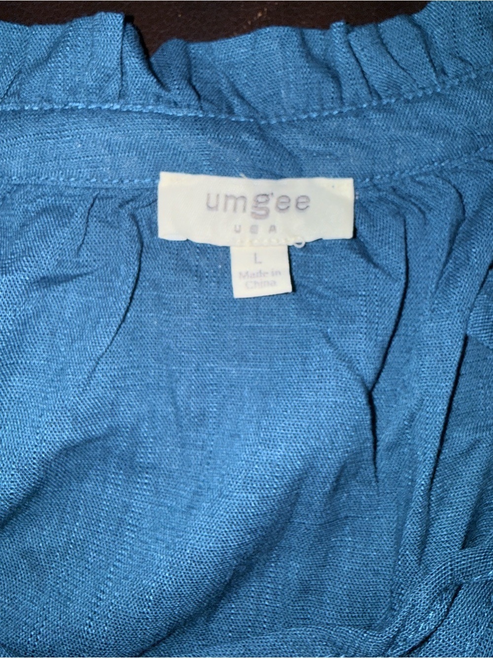 Umgee Teal Embroidered Sleeve Blouse Sz L - Picture 4 of 12
